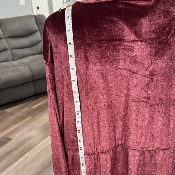 Serra Long Sleeve Velvet Dress in Rich burgundy - Picture 7 of 9
